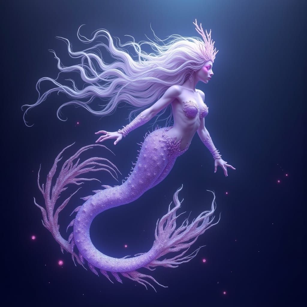 Amethyst Siren in Violet Waters, Ethereal Art