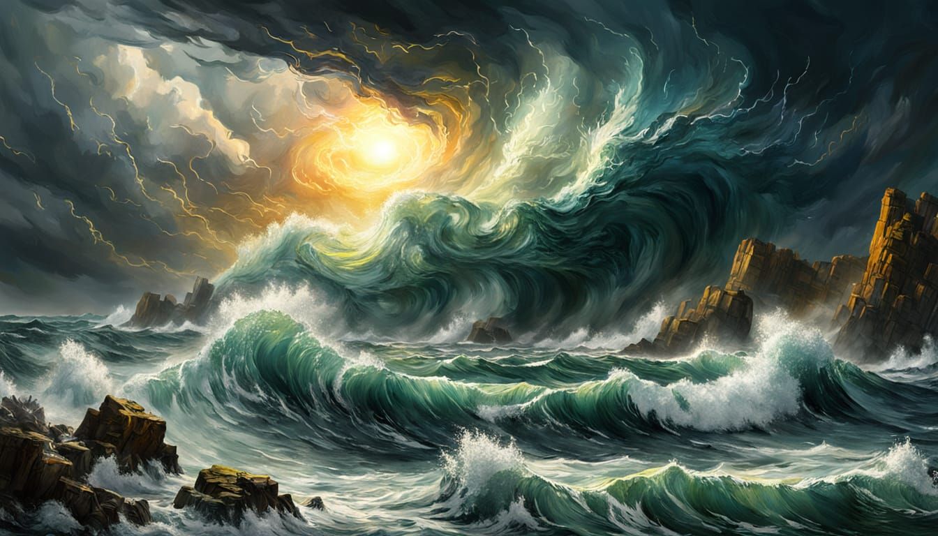 Nature's Symphony Over Stormy Sea