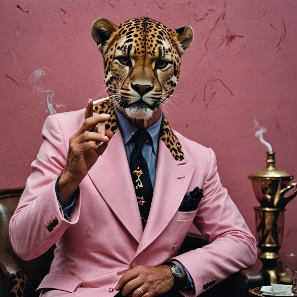 Man in Pink Panther Suit, 1980s Film Still