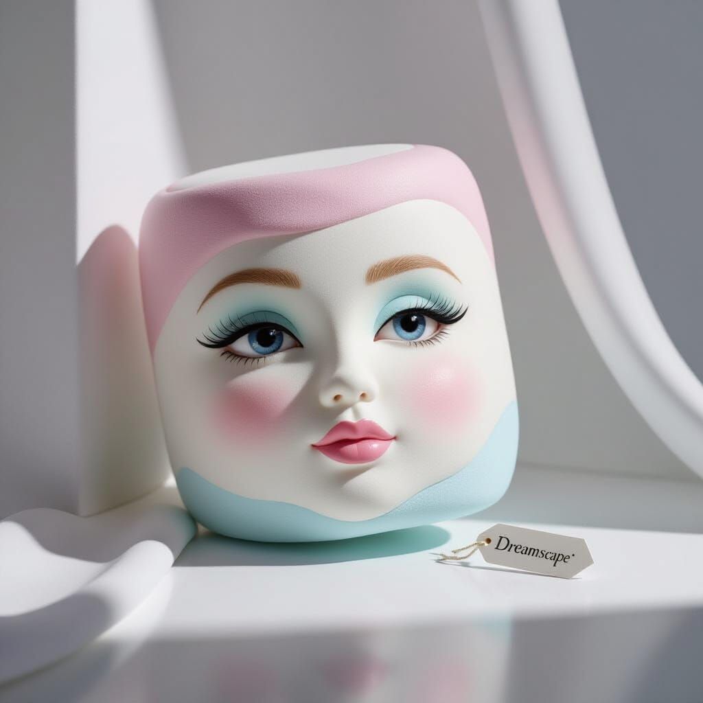 Dreamy Marshmallow Head in Pastel Still Life