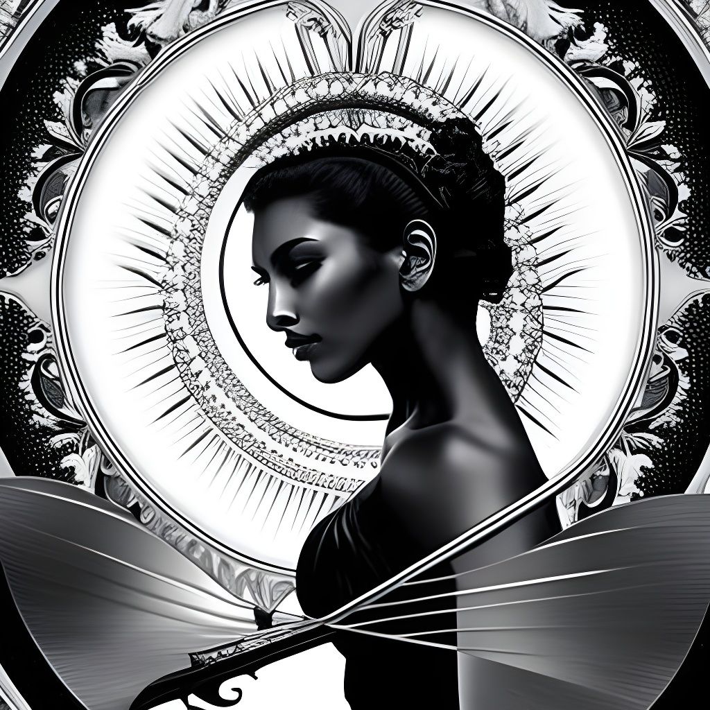 Elegant Woman with Violin in Botanical Art