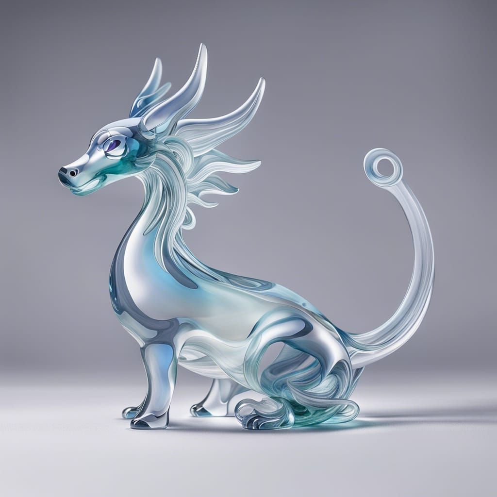 Glass Figurine of Mythical Creature: 3D Sculpture