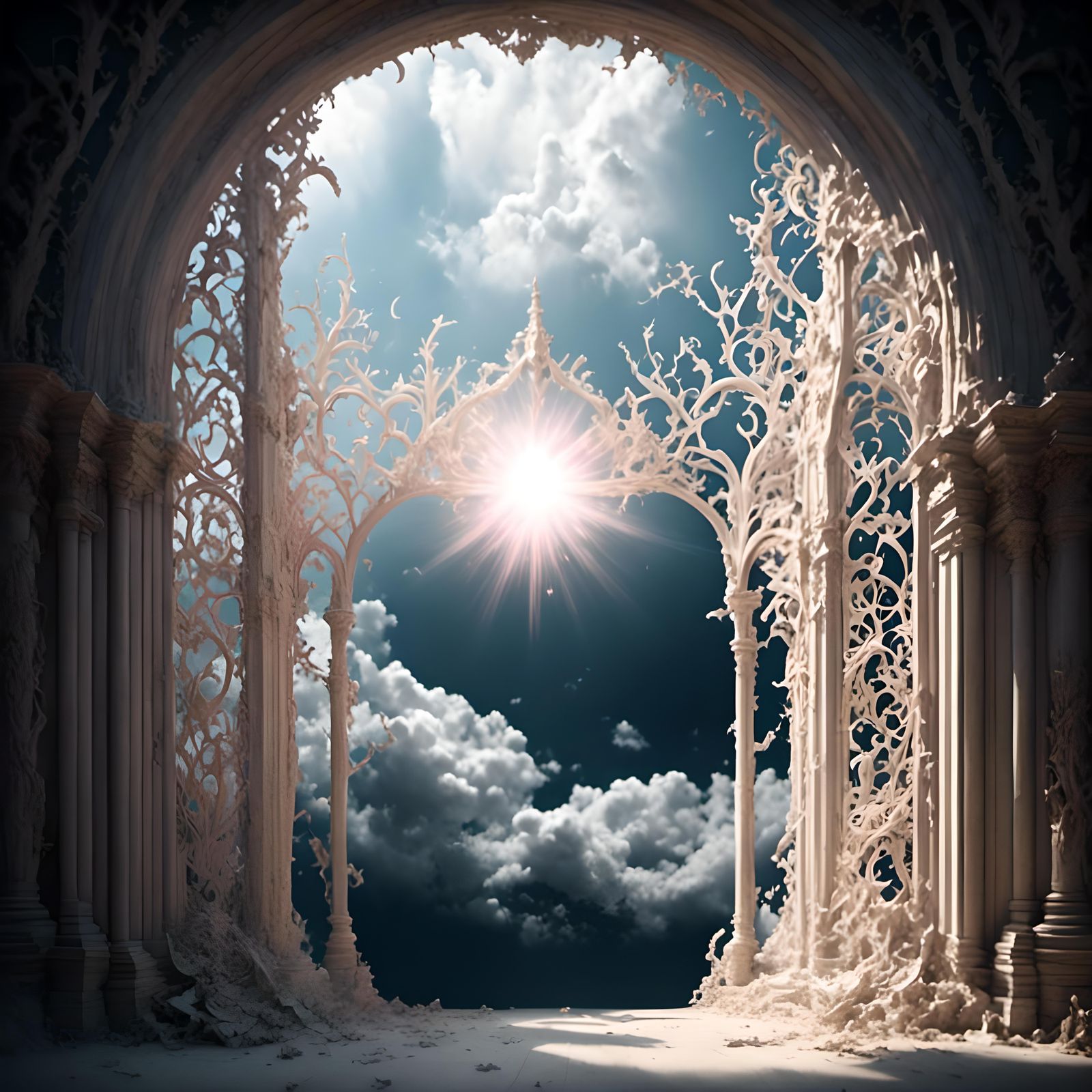 Abstract Halo of Light in 3D Paper Style