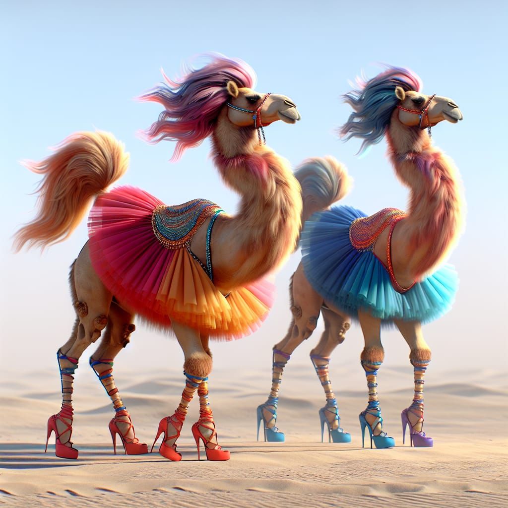 Whimsical Camels Perform Desert Ballet in 3D Animation