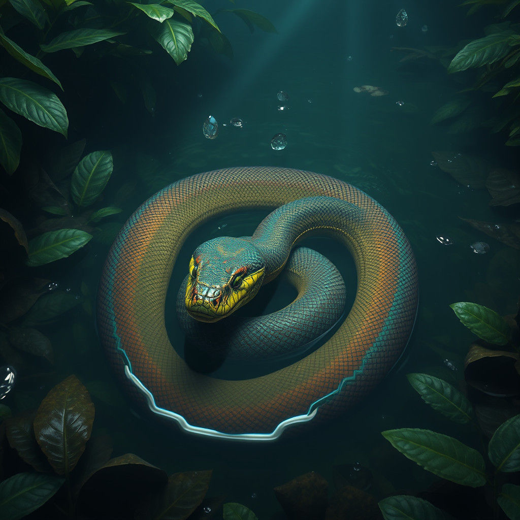 Boa Constrictor in Amazon River: Matte Painting