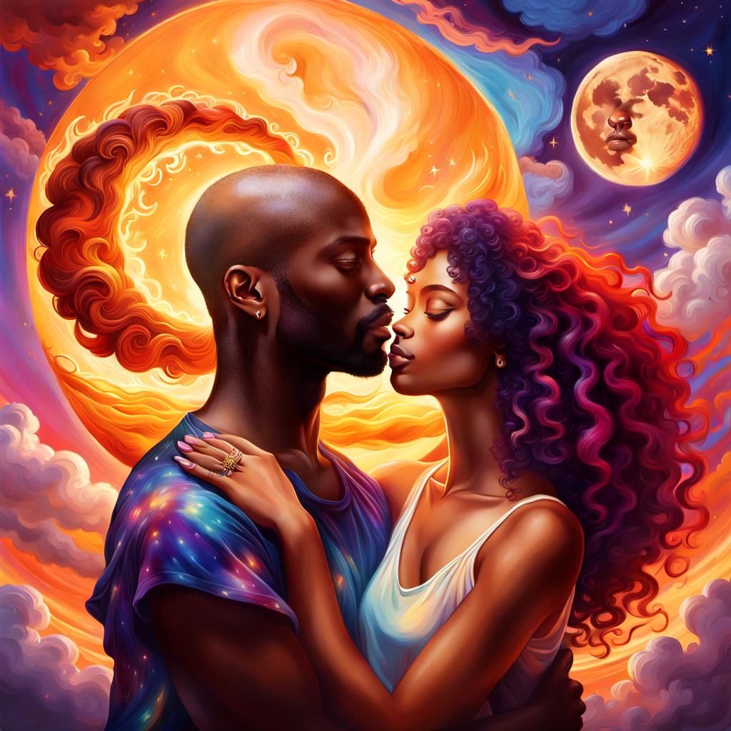 Celestial Embrace: A Cosmic Romanticism Portrait