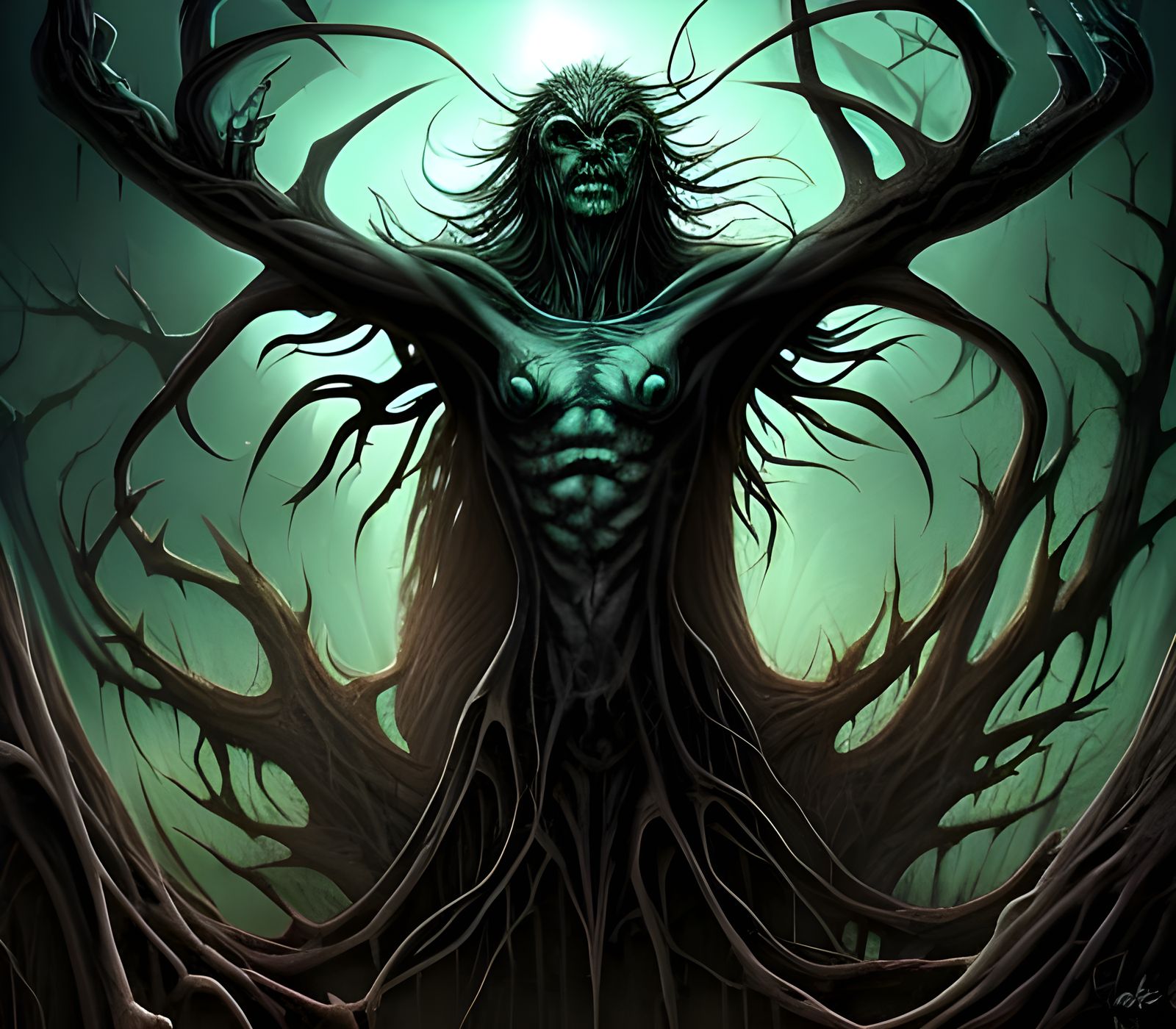 Demonic Creature Close-Up in Dark Fantasy Style