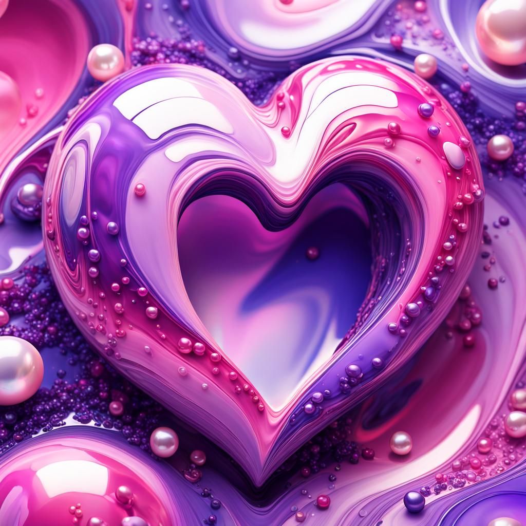 Abstract Fauvist Heart of Pearls and Sparkles