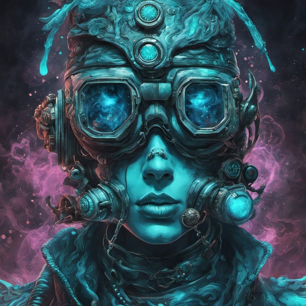 Cyberpunk Space Pirate with Goggles Digital Art