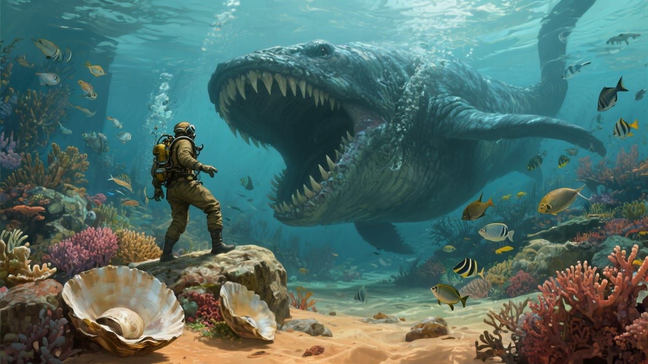 Colossal Sea Monster Emerges in Fantasy Art Style