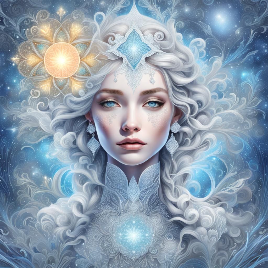 Astral Lily Frozen in Silver Light