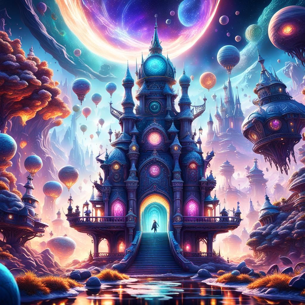 Cosmic Party: A Fantastical Matte Painting