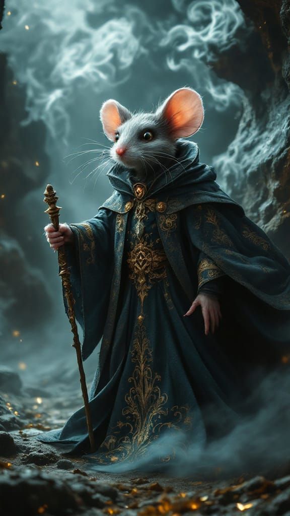 Wizard Mouse Hero in Cinematic Fantasy Style