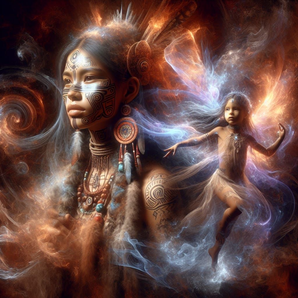 Indigenous Woman with Traditional Face Tattoo