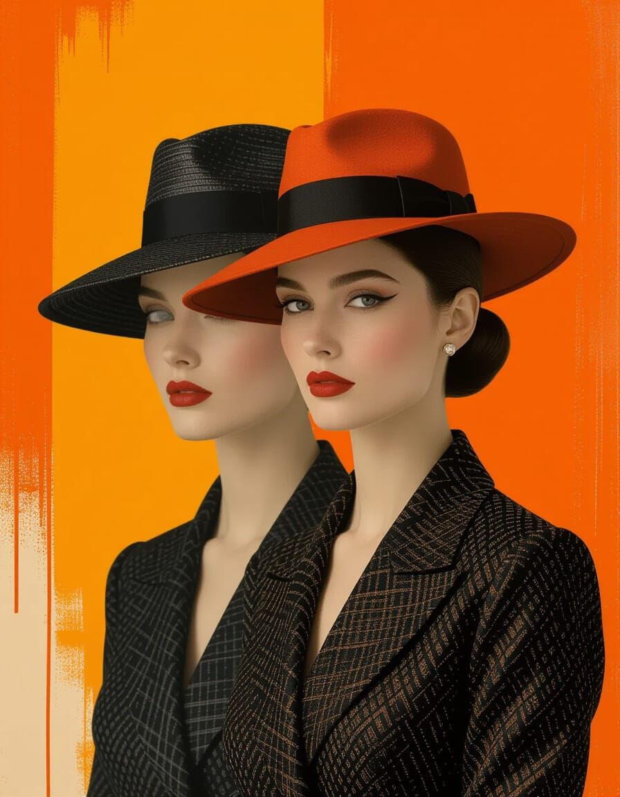 Duplicated Portrait in Abstract Expressionist Style