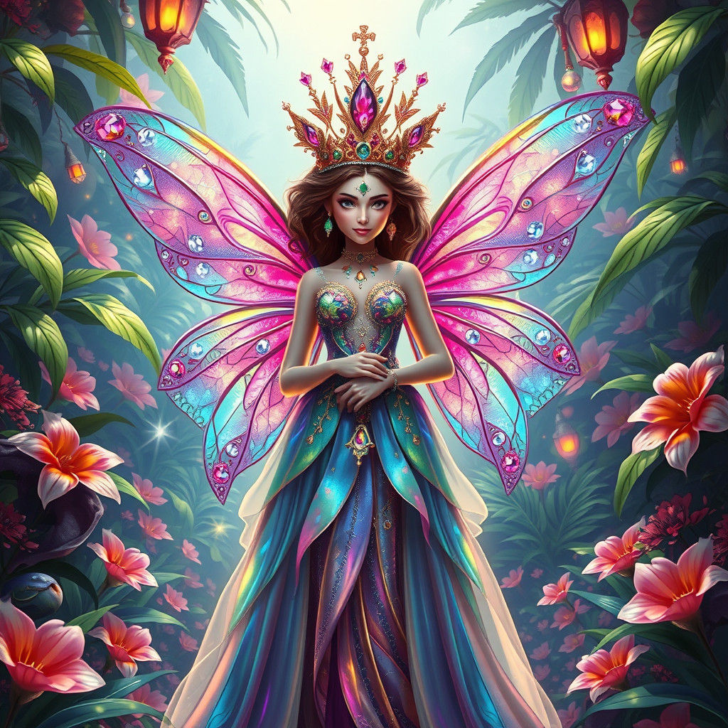 Fairy Queen Coronation in Lush Matte Painting Style