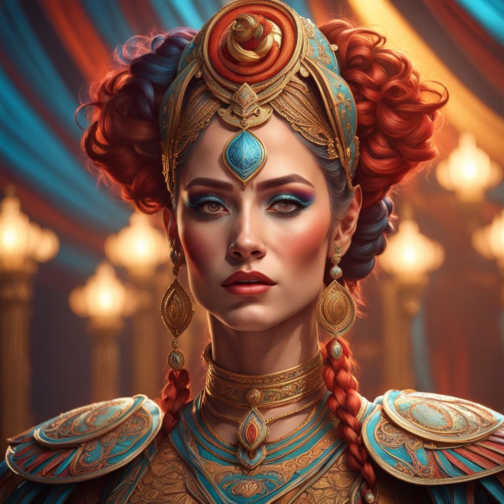 Female Performer Portrait in Art Nouveau Style