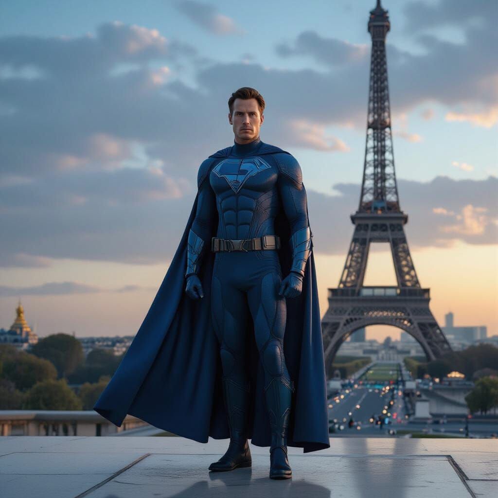 Blue Guardian Superhero Movie Poster - Photorealistic