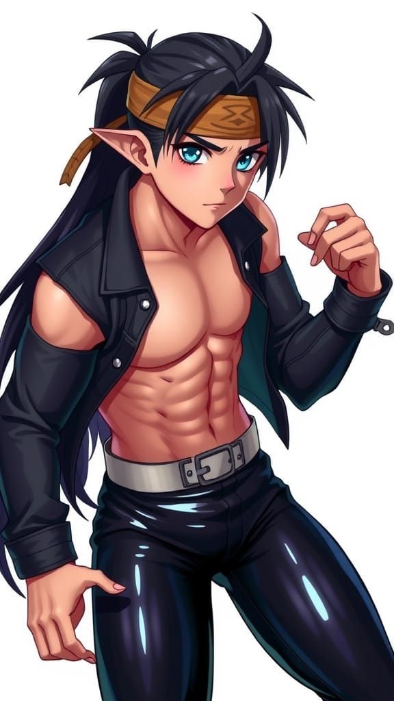 Anime-Inspired Digital Painting of a Striking Young Warrior