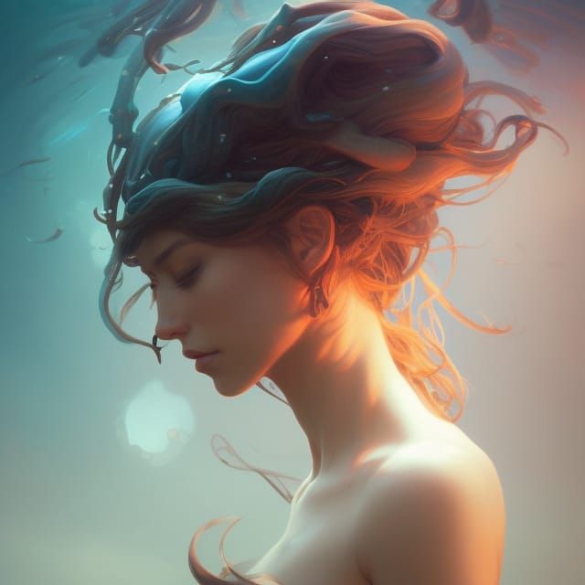 Ocean Mother Portrait in Hyperdetailed Style