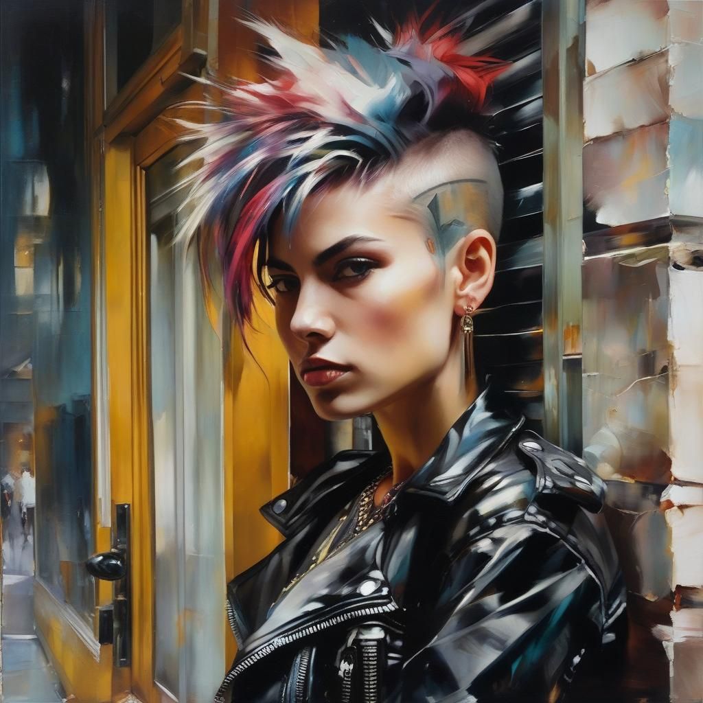 Punk Woman Portrait in Contemporary Style
