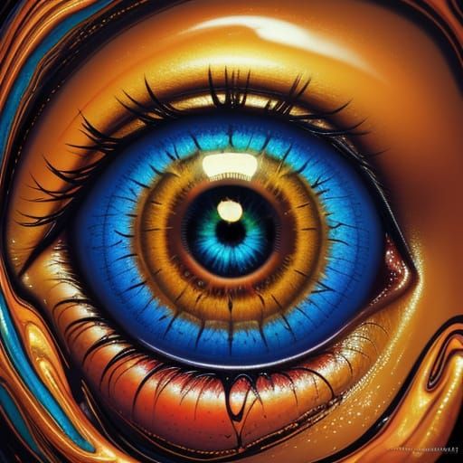 Surreal Dreamscapes: A Melting Face in Vibrant Hues