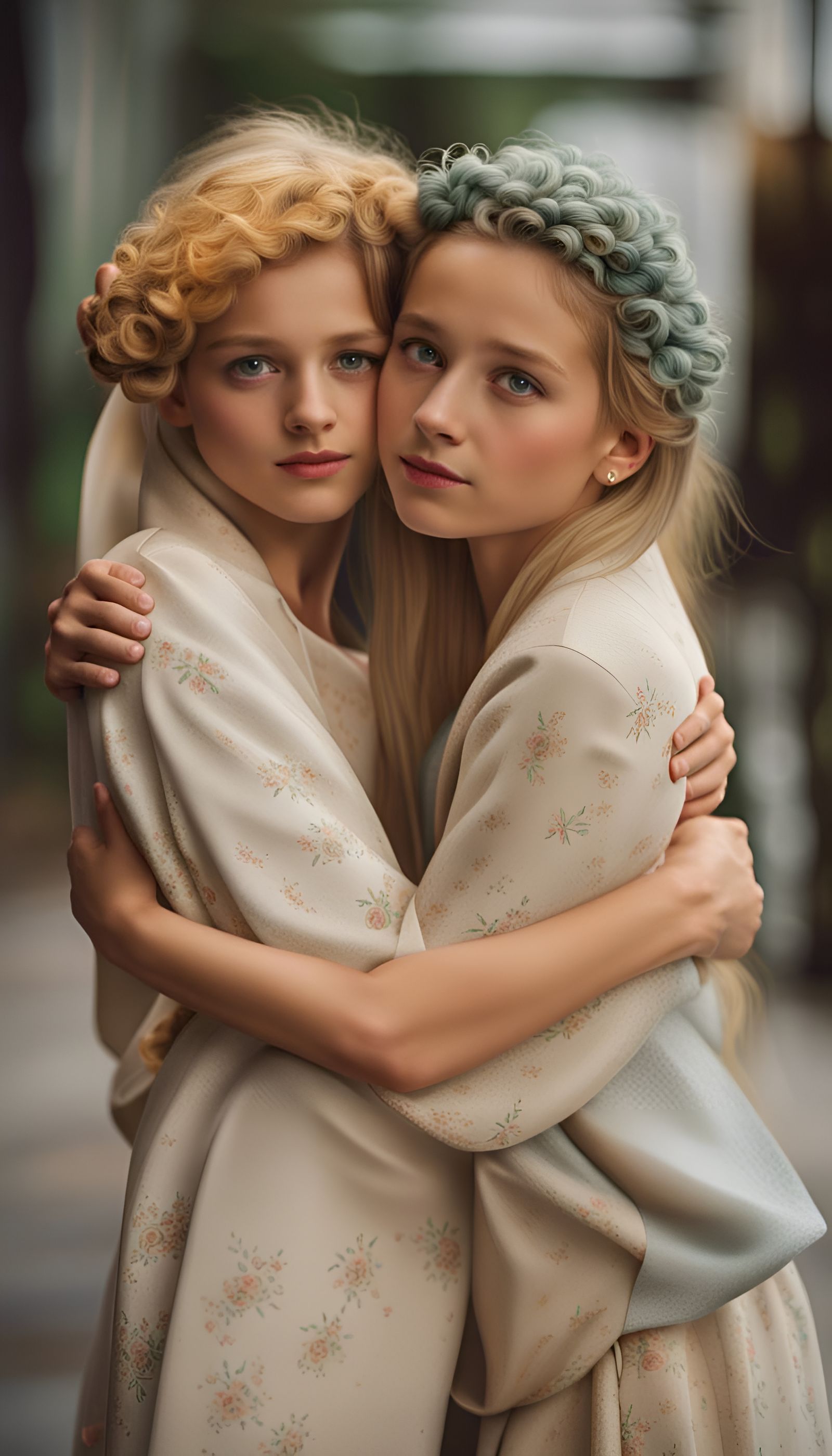 Sisters hugging