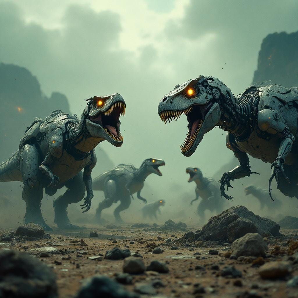 Outdated T-rex Model Crash Up Derby