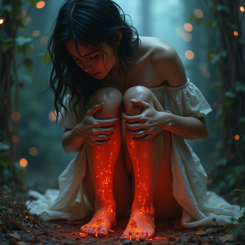 Elegant Woman in Painful Distress