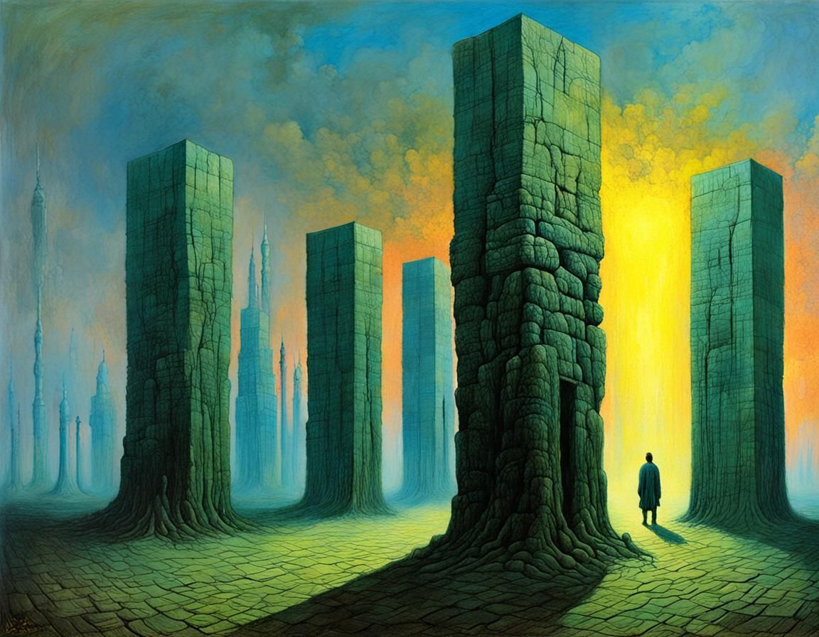 Beksinski-Inspired Pillars of Towering Fear