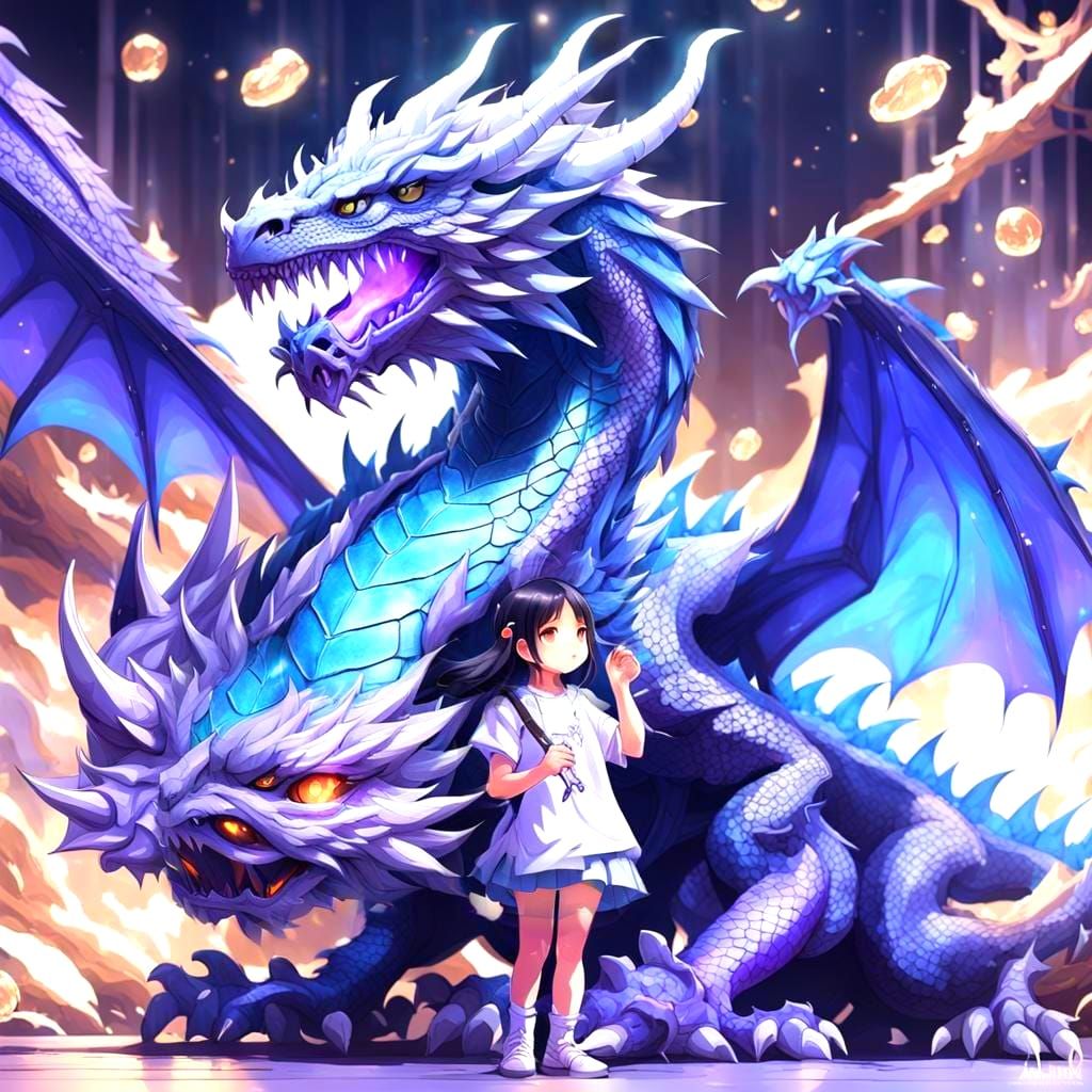 Girl and Dragon in Detailed 3D Anime Art