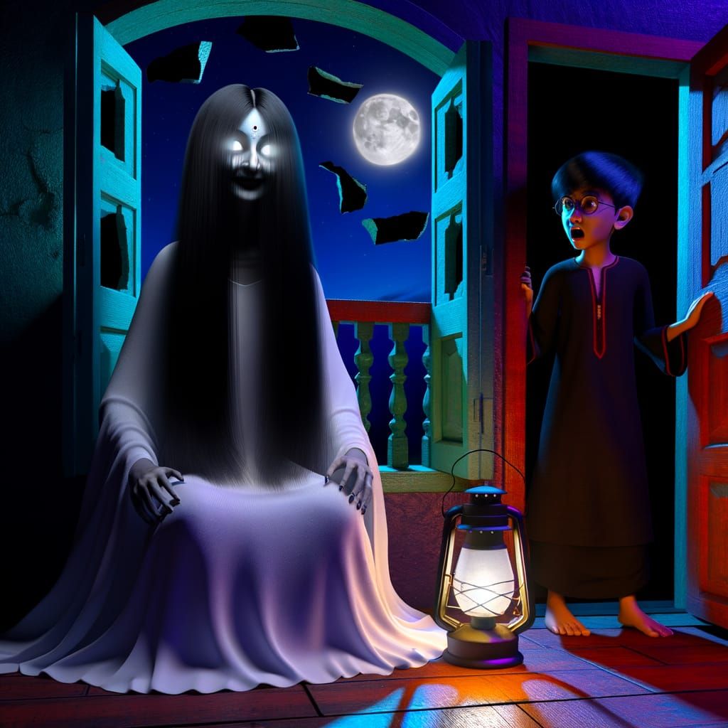 Ghost Woman in Saree: 3D Concept Art