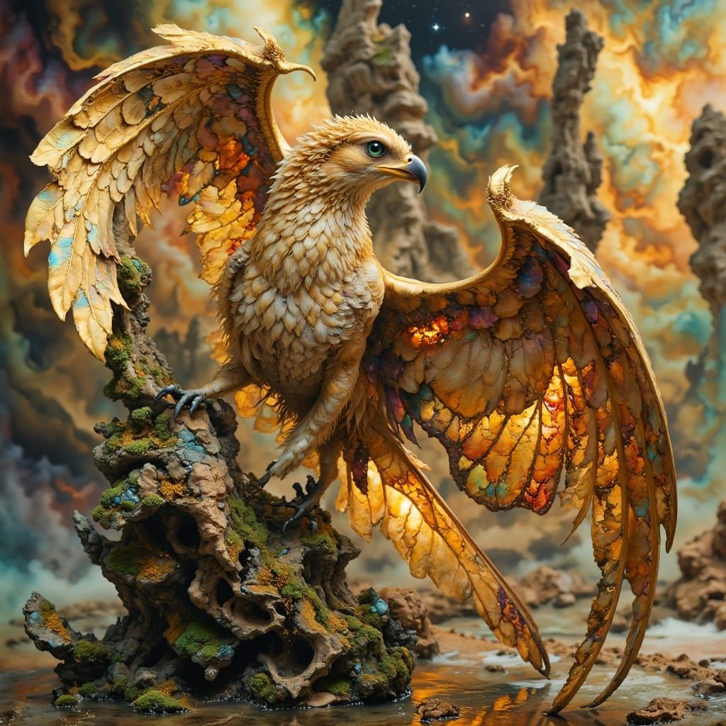 Majestic Griffin Guardian on Ancient Ruins