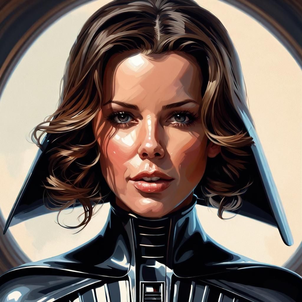 Darth Vader Kate Beckinsale Portrait in Digital Art