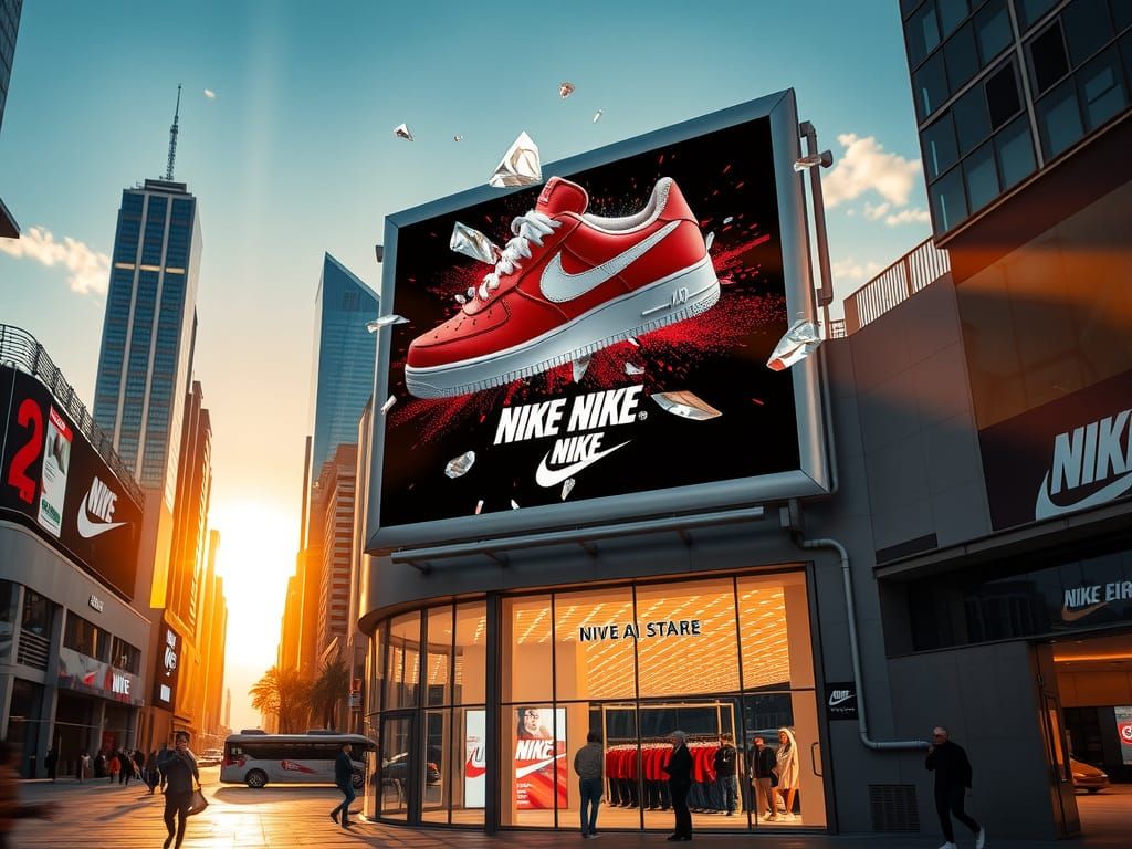 Nike Air Force One Billboard in Hyperrealistic 3D