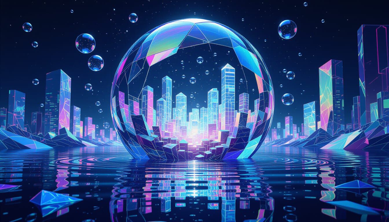 Fractured Iridescent Bubble Reveals Impossible City