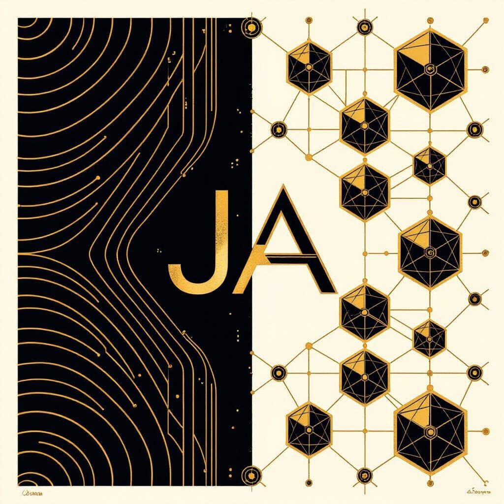 Abstract Golden Lines and Cybernetic Diamonds Art