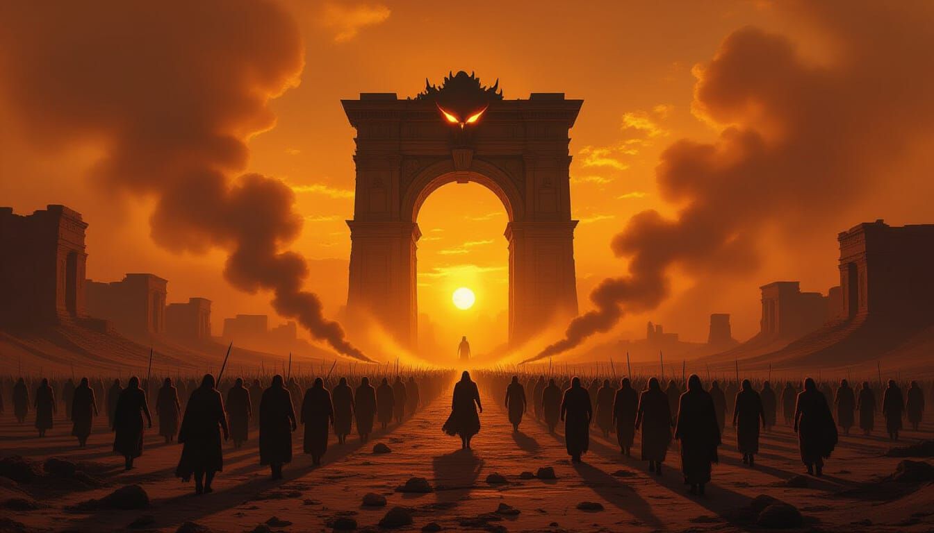 Infernal Procession in Dark Fantasy Oil Painting