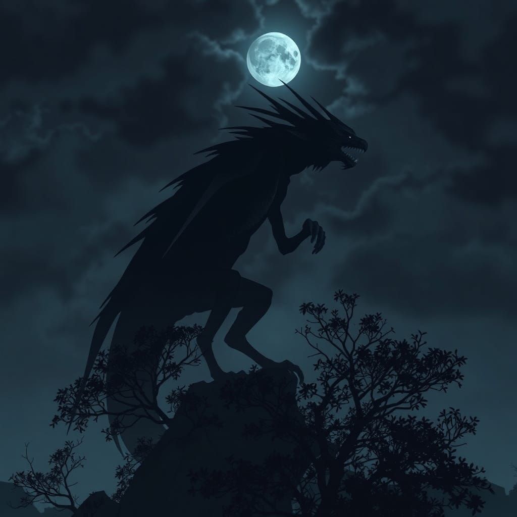 Spectral Creature Emerges from Shadows in Dark Fantasy Lands...