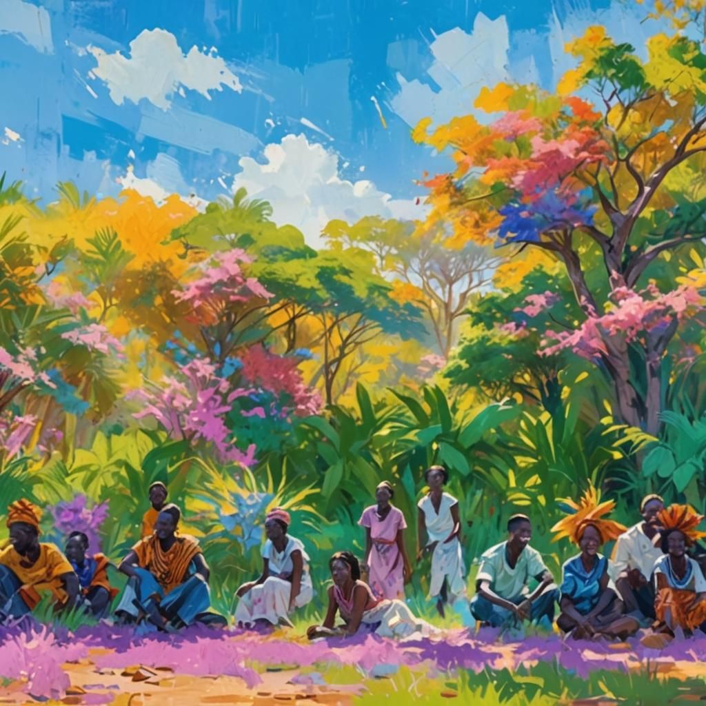 African Savannah Splash Art in Vibrant Colors