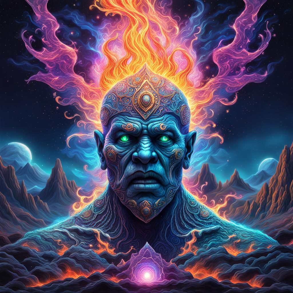 Powerful Fire Spell: Holographic Cosmic Illustration