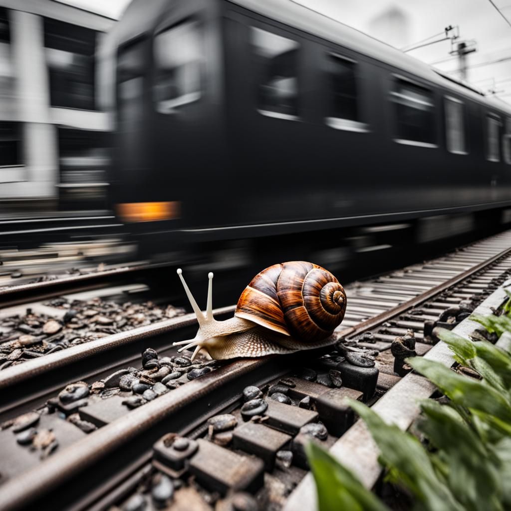 Snail Escaping a Black Train
