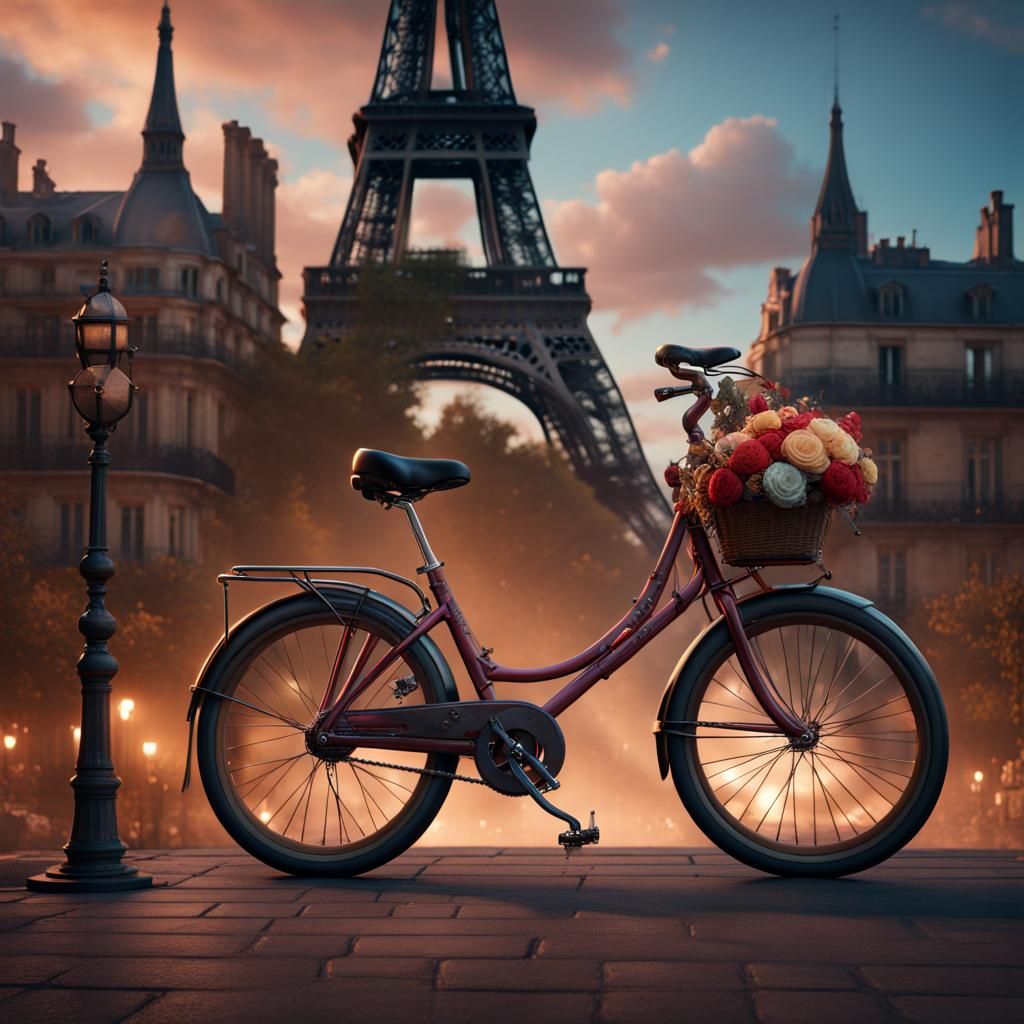Bicycle in Paris: Detailed Matte Painting