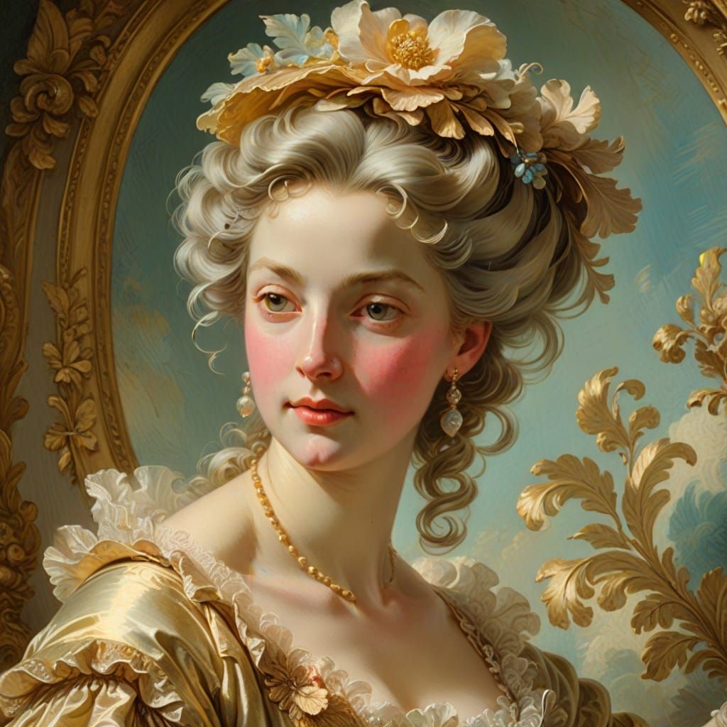 Elegant Rococo Portrait with Golden Lighting