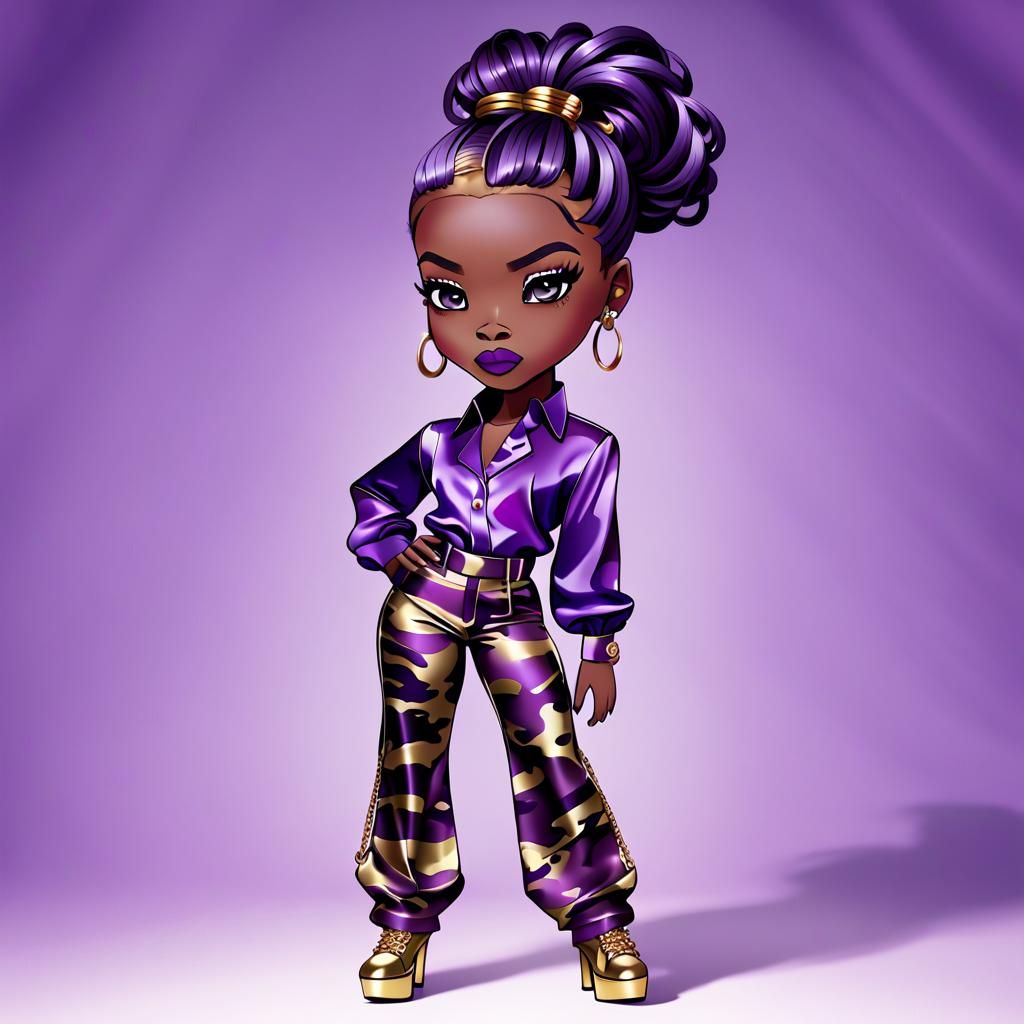 Glam Chibi Lady in Mall, Digital Illustration