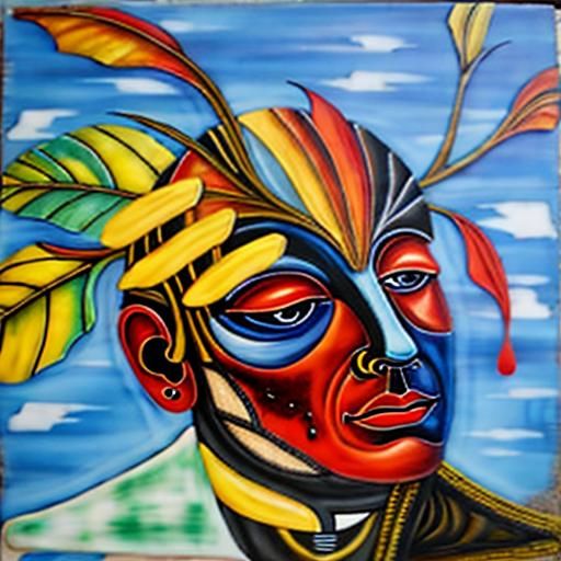 Colorful Encaustic Painting With Textured Surface