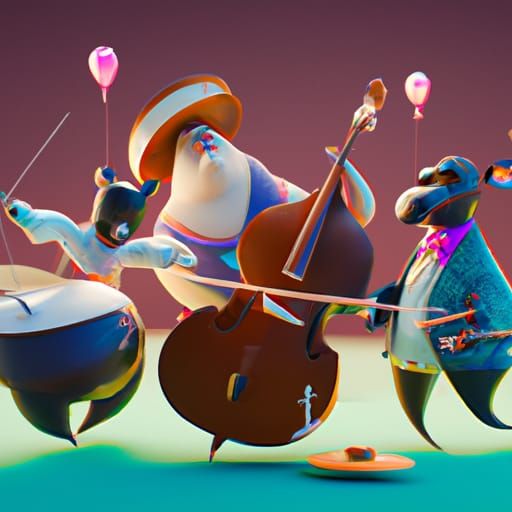 Musicians in Pixar-Style 3D Digital Art