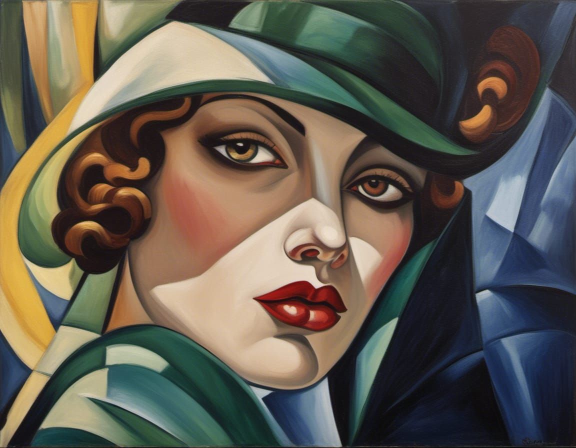 Art Deco Portrait in Style of Lempicka