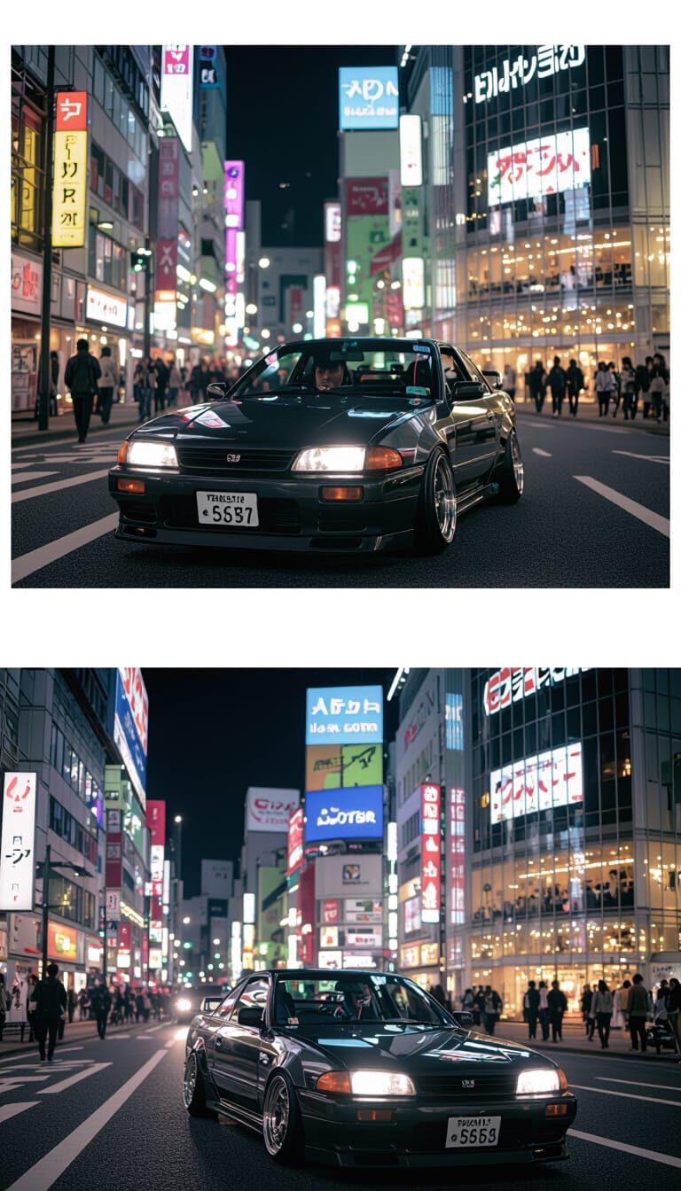 Car Drifting in Tokyo: Portrait in Style of Lee Jeffries
