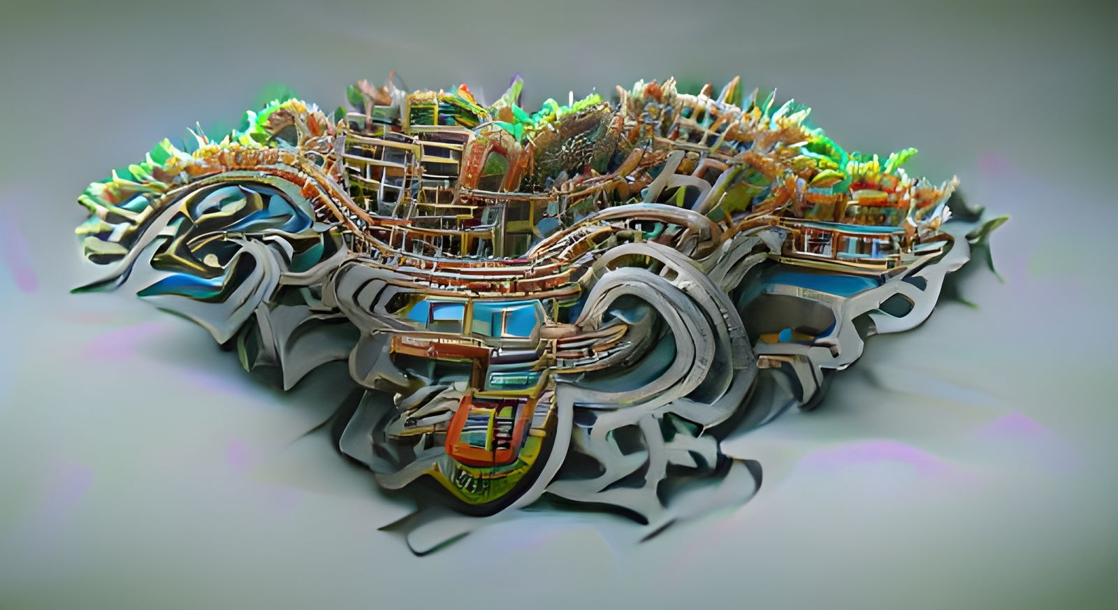 Cyber Dwarf Rollercoastering Through Aztec City in 8K 3D